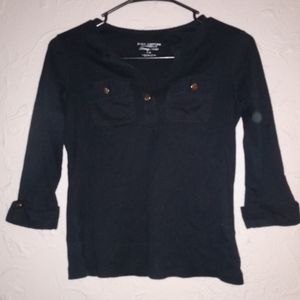 Black small pima cotton mid sleeve